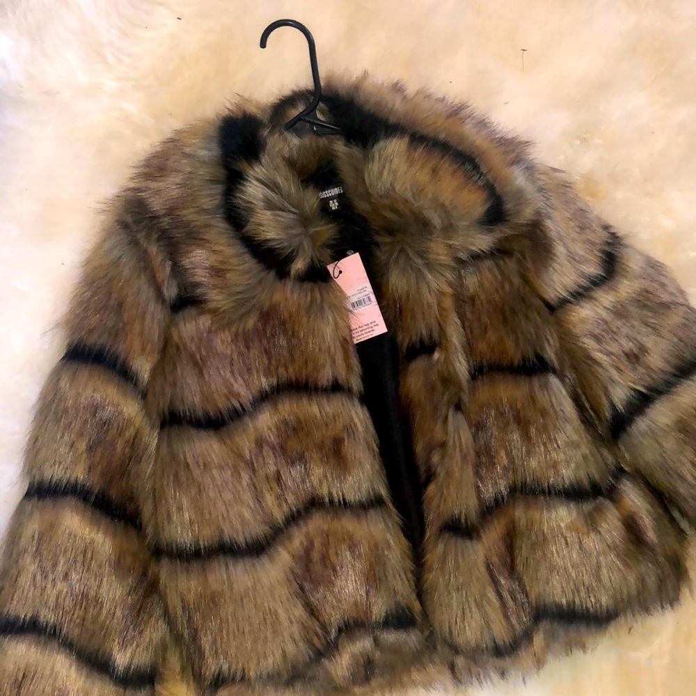 Brown fur misguided new with tags coat